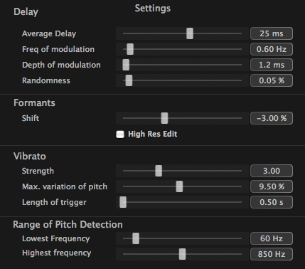 Doubler Panel Settings